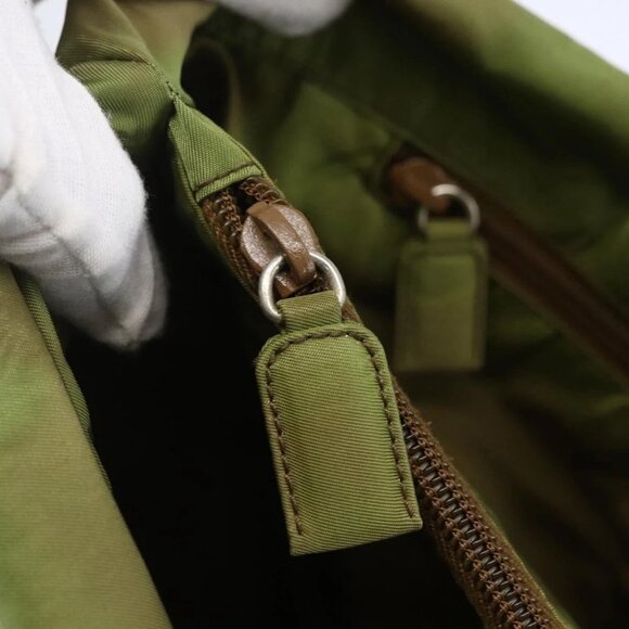 PRADA Tote Bag Nylon Khaki Silver Auth - Picture 7 of 16